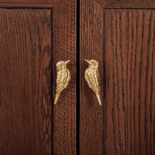 Solid brass bird cabinet knobs - brass,